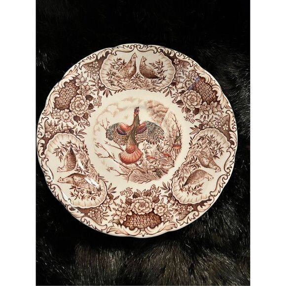 Windsor Ware Flying Turkeys Cups & Saucers Wild Turkeys Johnson Bros! - Picture 6 of 8
